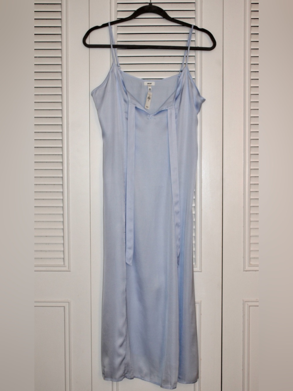 aerie Pale Blue Satin Midi Dress
